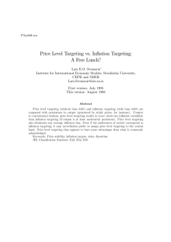 Price Level Targeting vs. Inflation Targeting: A