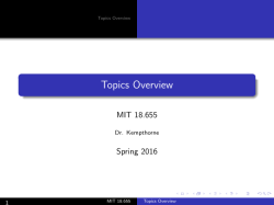 Mathematical Statistics, Lecture 1 Topics Overview
