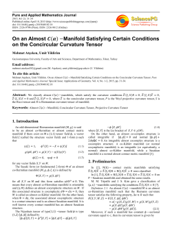 On an Almost &minus;Manifold Satisfying Certain Conditions on the