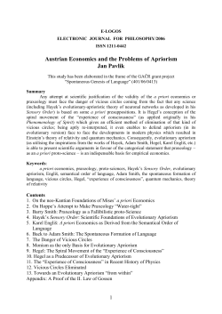 Austrian Economics and the Problems of Apriorism