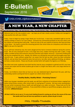 Newsletter 9th September 2016 - Oasis Academy Blakenhale Junior