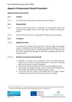 Appeal of Assessment Result Procedure