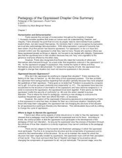 Pedagogy of the Oppressed Chapter One Summary read for class