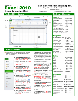 Excel 2010 Shortcut Guide