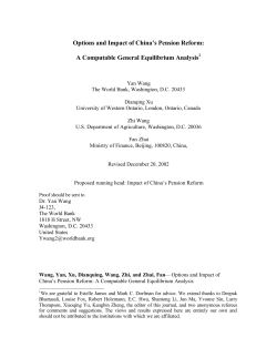 Options and Impact of China`s Pension Reform: A Computable