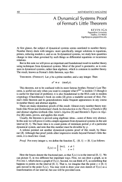 A Dynamical Systems Proof of Fermat`s Little Theorem