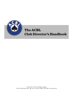 Club Director`s Handbook - American Contract Bridge League