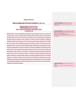 Model Abstract Recent Approaches of Green Chemistry