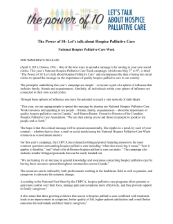 The Power of 10: Let`s talk about Hospice Palliative Care