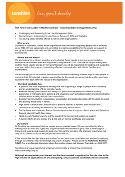 Part Time Team Leader- 6 Months Contract