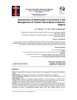 Assessment of Stakeholder Involvement in the Management of
