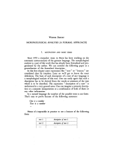 MORPHOLOGICAL ANALYSIS (A FORMAL APPROACH)