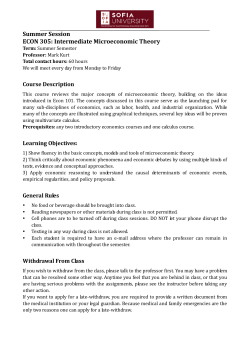 Summer Session ECON 305: Intermediate Microeconomic Theory