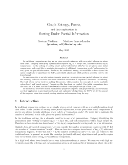Graph Entropy, Posets, Sorting Under Partial Information