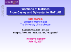Functions of Matrices: From Cayley and