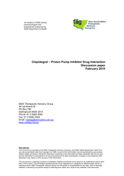 Clopidogrel &ndash; PPI interaction discussion paper