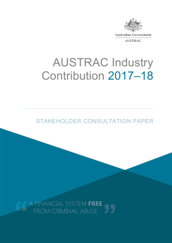 AUSTRAC industry contribution 2017–18 – stakeholder consultation