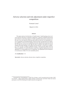 Adverse selection and risk adjustment under imperfect competition