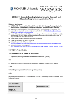 2010-2011 Strategic Funding Initiative for Joint Research and