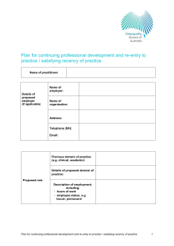Plan for professional development and re entry to practice