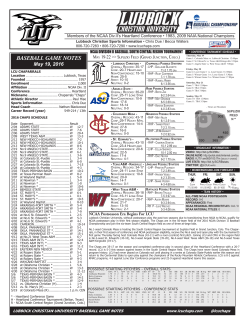 baseball game notes - Lubbock Christian University Athletics