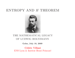 ENTROPY AND H THEOREM