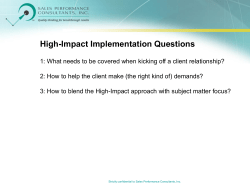 Agenda for conference call - Sales Performance Consultants