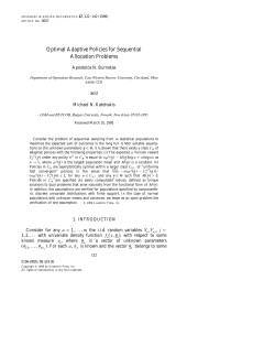 Optimal Adaptive Policies for Sequential Allocation Problems