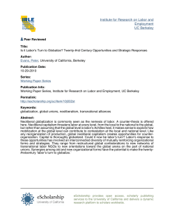 Is it Labor`s Turn to Globalize? Twenty