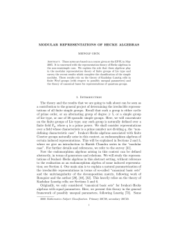 MODULAR REPRESENTATIONS OF HECKE ALGEBRAS 1