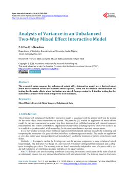 Analysis of Variance in an Unbalanced Two