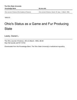 Ohio`s Status as a Game and Fur Producing State