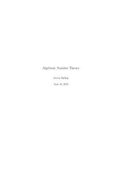 Algebraic Number Theory