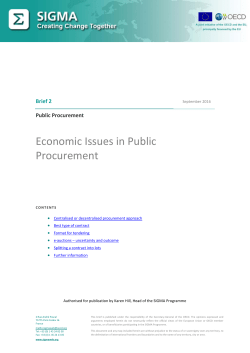 Economic Issues in Public Procurement - sigma