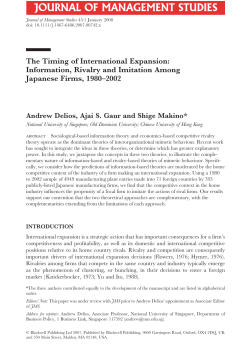 The Timing of International Expansion: Information, Rivalry and