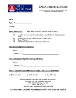Directly Issued Policy Form - First National Title Insurance Company