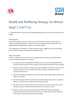 Health and Well-Being Strategy for Bristol &ndash; a starting point
