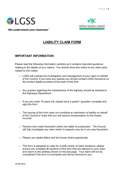 Insurance Claim Form - Milton Keynes Council