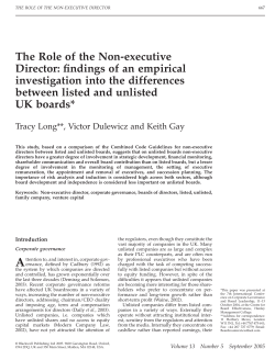 The Role of the Non-executive Director