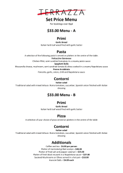 Set Price Menu - Terrazza Chatswood Restaurant