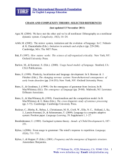 Chaos and Complexity Theory - The International Research