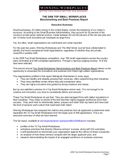 The 2008 Top Small Workplaces Benchmarking and Best Practices