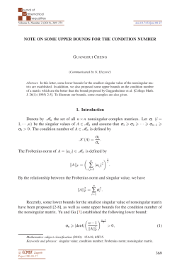 Note on some upper bounds for the condition number - Ele-Math