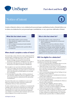 Notice of intent to claim a personal tax deduction