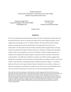 Gainfully Employed? Assessing the Employment and Earnings of