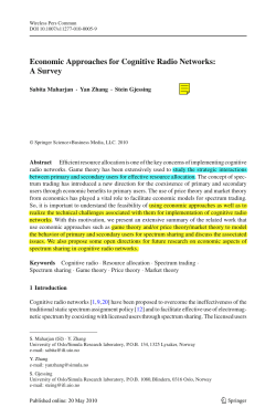 Economic Approaches for Cognitive Radio Networks: A Survey