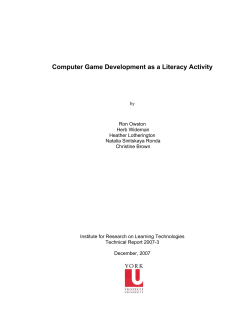 Computer Game Development as a Literacy Activity