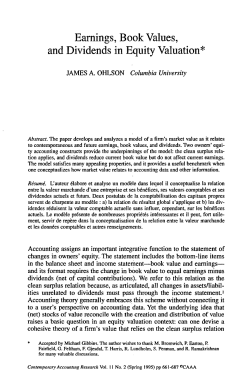 Eamings, Book Values, and Dividends in Equity Valuation*