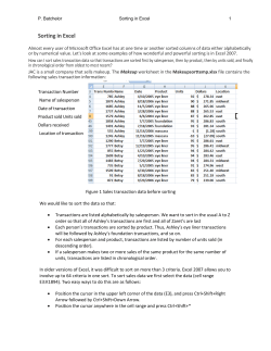 Sorting data in Excel