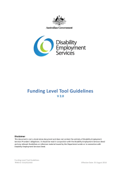 Funding Level Tool Guidelines - Department of Social Services